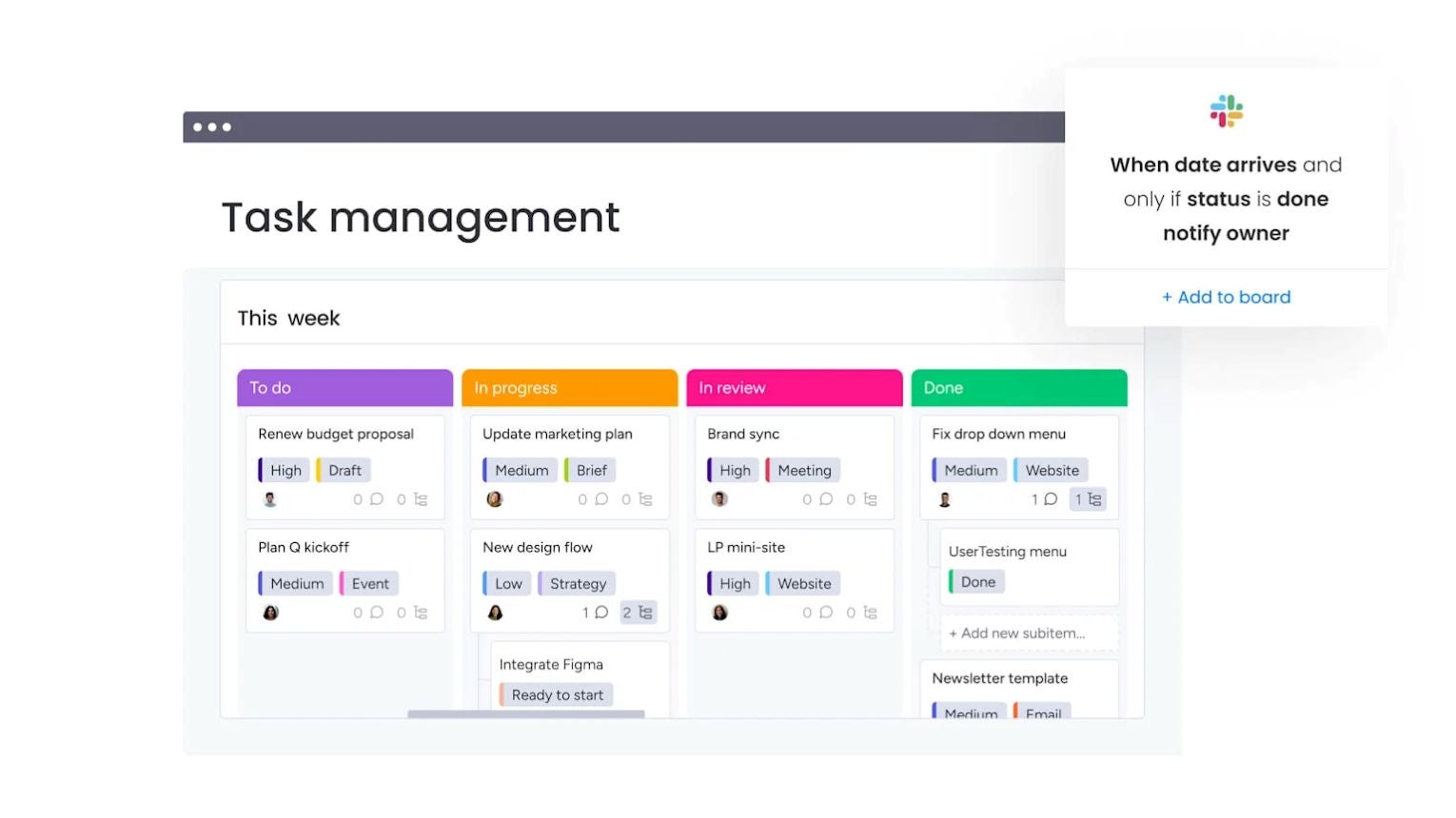 monday work management provides comprehensive task management tools to keep your team on track. Source: monday.com