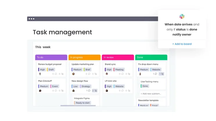 monday work management provides comprehensive task management tools to keep your team on track. Source: monday.com