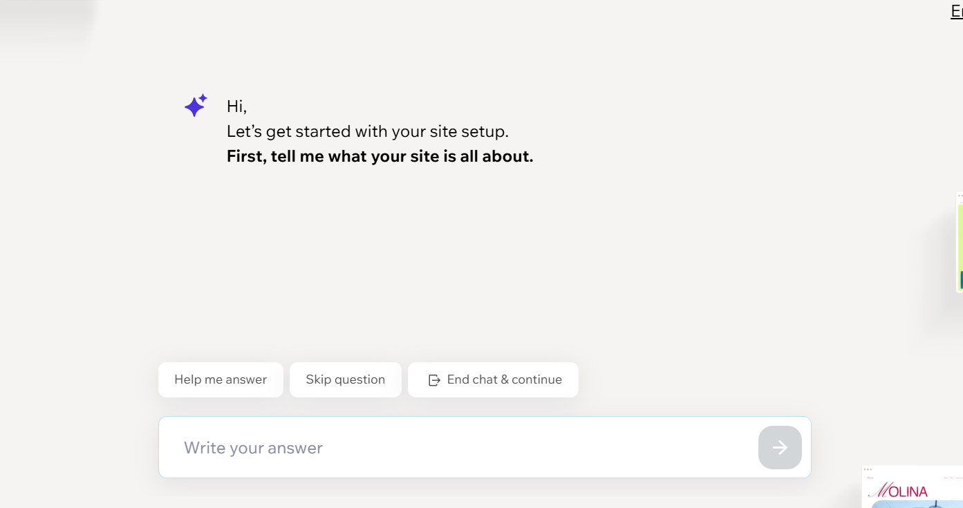 Screenshot of Wix AI setup. Source: Tech.co testing