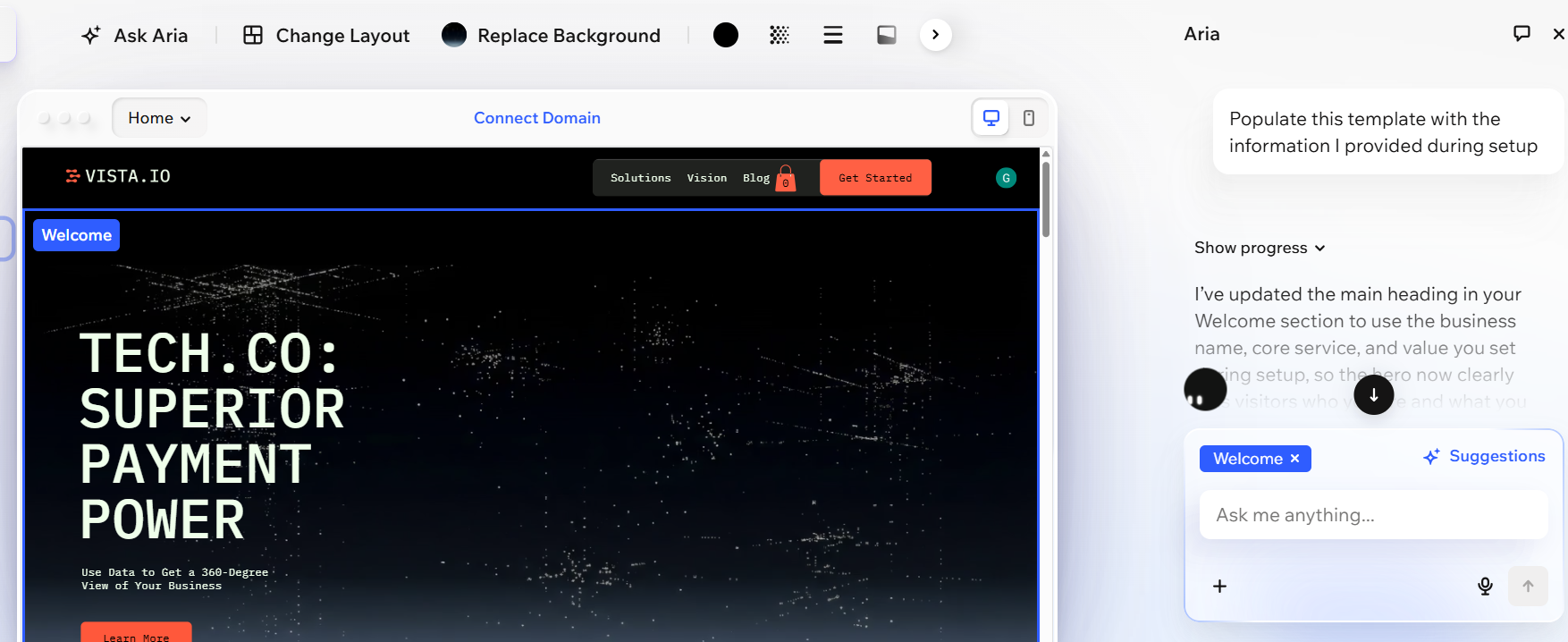 Screenshot of Wix AI. Source: Tech.co testing