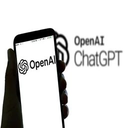 OpenAI logo on phone screen
