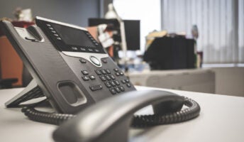 VoIP deskphone in office