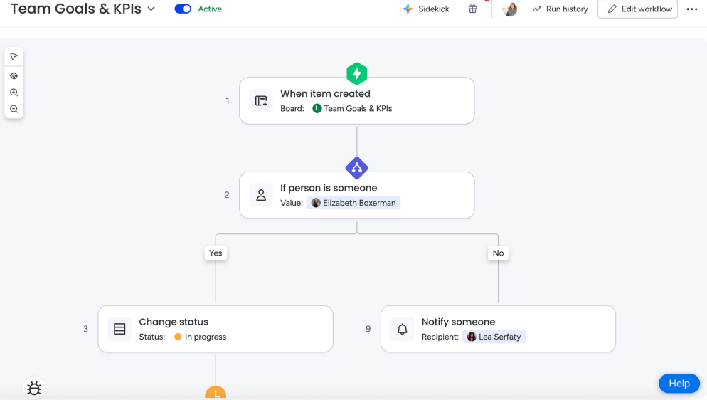 Screenshot of monday Workflow Builder. Source: monday.com