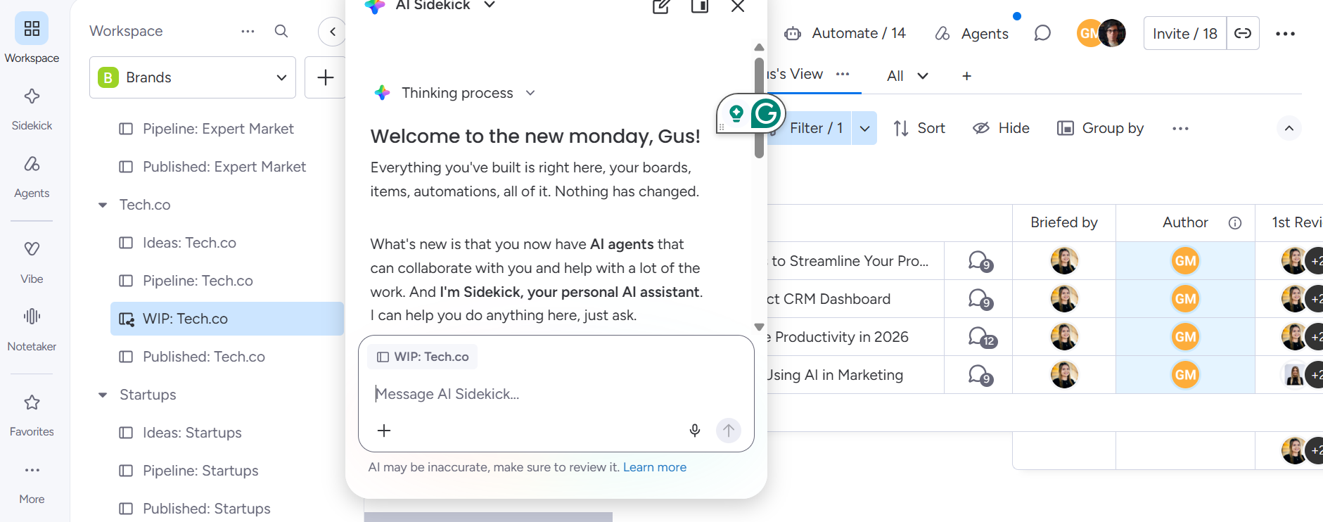 Screenshot of monday AI Work Management. Source: Tech.co testing