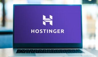Hostinger Logo on Laptop