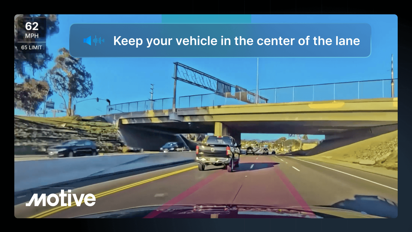 Motive's AI dash cam can recognize improper lane usage and suggest changes to improve safety. Source: Motive