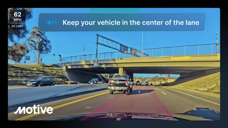 Motive's AI dash cam can recognize improper lane usage and suggest changes to improve safety. Source: Motive