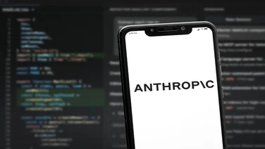 Anthropic logo on phone background