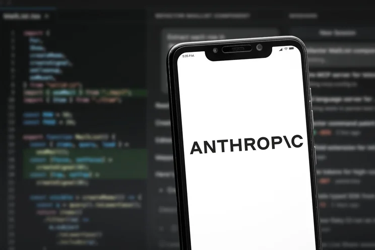 Anthropic logo on phone background