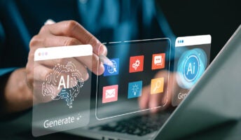 Person using AI project management software on tablet