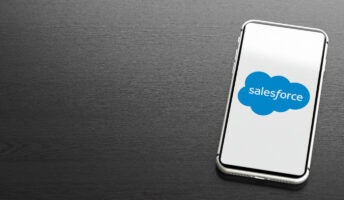 Salesforce logo on phone background