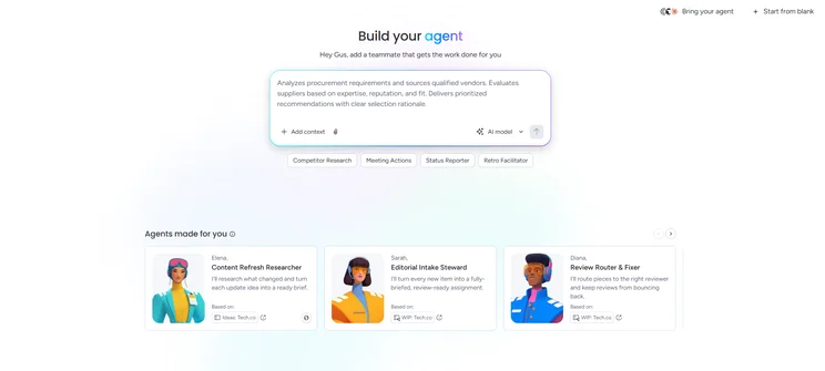Screenshot of monday AI agent builder. Source: Tech.co testing