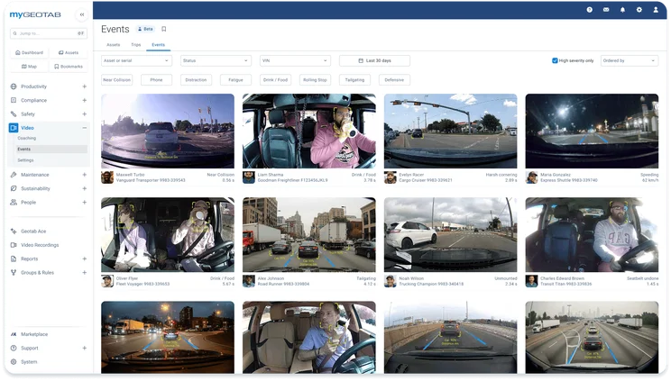 Geotab Go Focus Plus events are logged in software