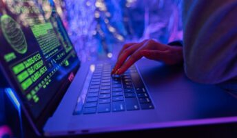 A laptop with cool lighting