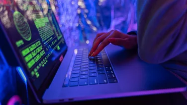 A laptop with cool lighting