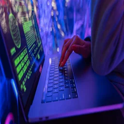 A laptop with cool lighting
