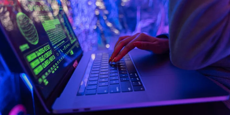 A laptop with cool lighting