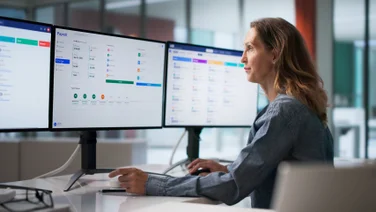 Person doing payroll on computer