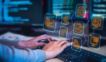 AI workflow graphic on computer
