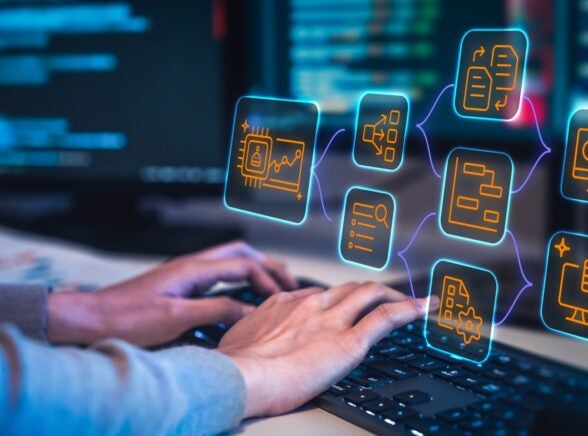 AI workflow graphic on computer
