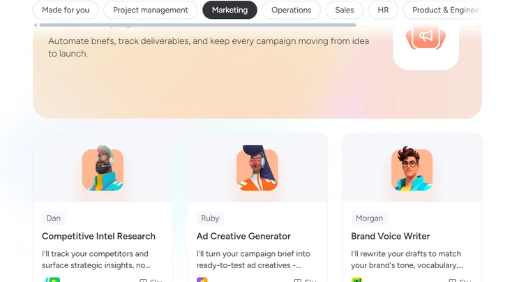 Screenshot of monday AI agents. Source: Tech.co