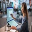 Marketer using touchscreen
