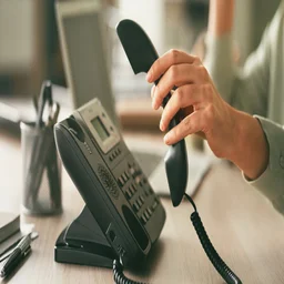 Person picking up office phone
