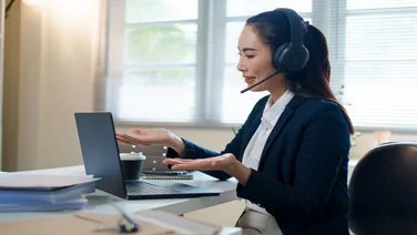 Officer worker using VoIP headset