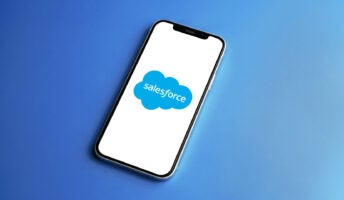 Salesforce logo on phone screen