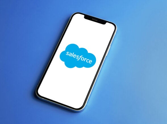 Salesforce logo on phone screen