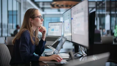Officer worker using HR software on desktop