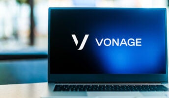 Vonage logo on laptop screen