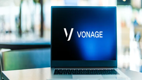 Vonage logo on laptop screen