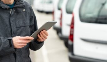 Fleet operator viewing tablet