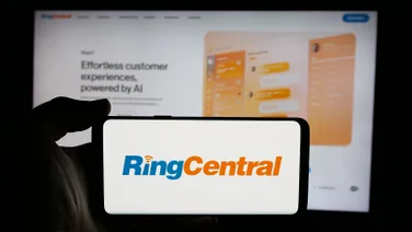 RingCentral logo on phone screen