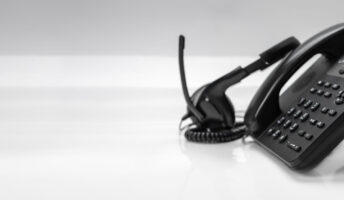 VoIP deskphone on desk