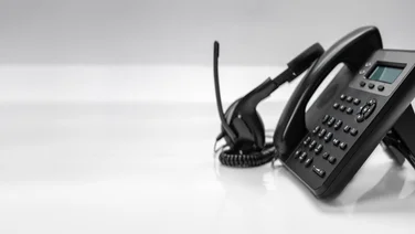 VoIP deskphone on desk