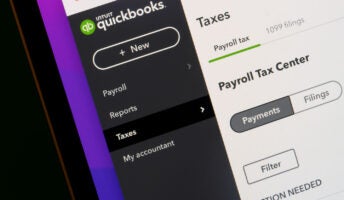 QuickBooks Payroll webpage on laptop screen