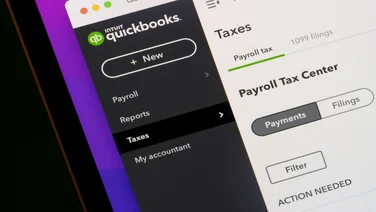 QuickBooks Payroll webpage on laptop screen