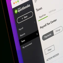 QuickBooks Payroll webpage on laptop screen